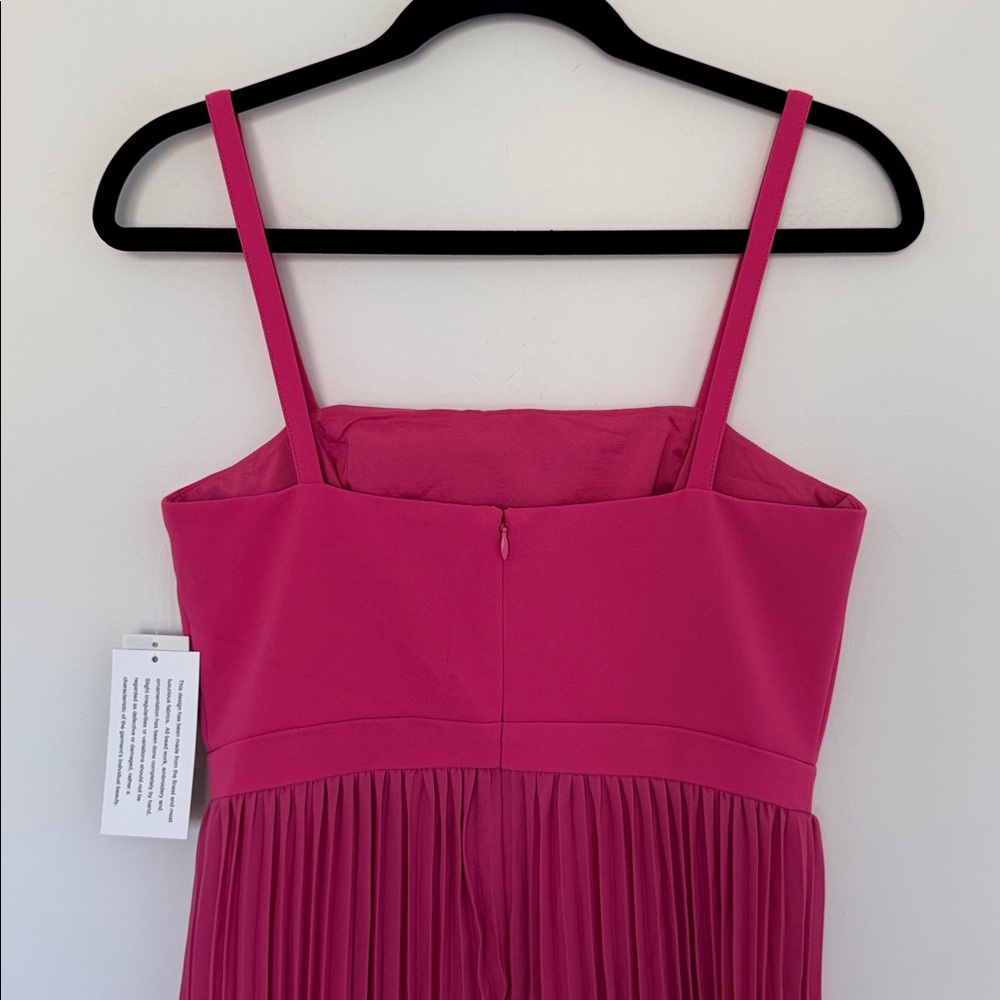 Aidan Mattox NWT Watermelon Pink Asymmetrical Pleated Midi Dress - Size 4 - Picture 7 of 9